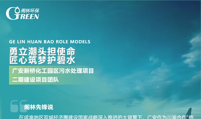 阁林先锋 | 广安新桥化工园区污水处理项目二期建设项目团队：勇立潮头担使命，匠心筑梦护碧水